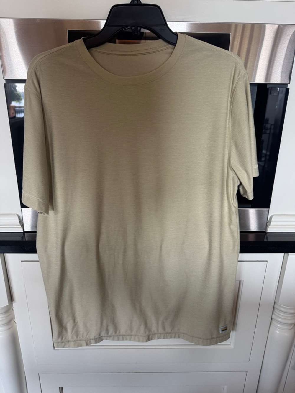 Vuori Short Sleeve Crew Tee in light tan sandalwood